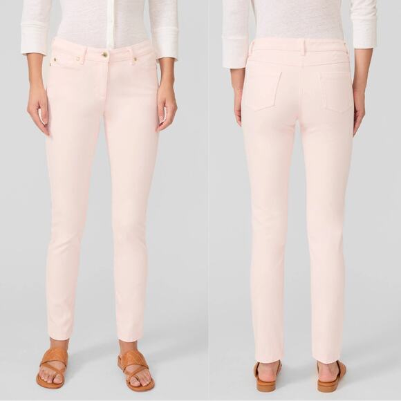 J. McLaughlin Lexi Pastel Pink Slim Leg Mid Rise Stretch Denim Jeans - Picture 1 of 8